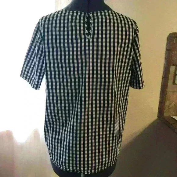 GIBSON black white checkered plaid top Women Large - Picture 3 of 8
